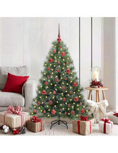 Albero di Natale artificiale con 150 LED Verde 150 cm PE e PVC