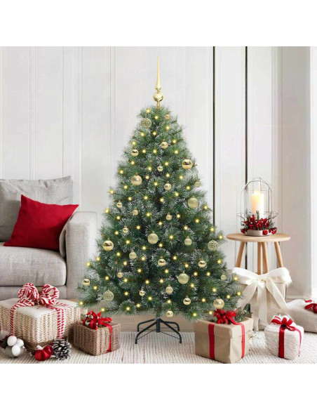 Albero di Natale artificiale con 150 LED Verde 150 cm PE e PVC