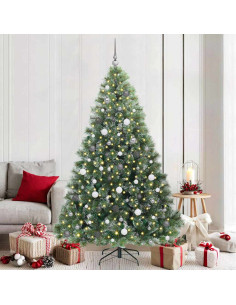 Albero di Natale artificiale con 300 LED Verde 210 cm PE e PVC 2