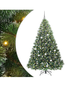 Albero di Natale artificiale con 300 LED Verde 210 cm PE e PVC 2