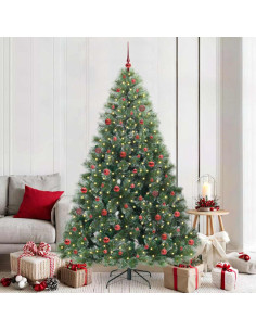 Albero di Natale artificiale con 300 LED Verde 210 cm PE e PVC 2