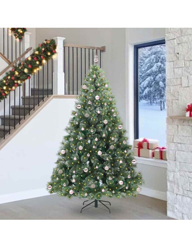 Albero di Natale artificiale con 300 LED Verde 240 cm PE e PVC
