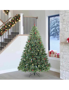 Albero di Natale artificiale con 300 LED Verde 240 cm PE e PVC 2