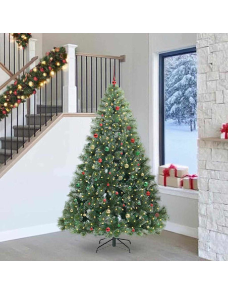 Albero di Natale artificiale con 300 LED Verde 240 cm PE e PVC