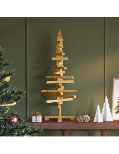 Albero di Natale in legno Marrone 90 cm Legno di pino massello