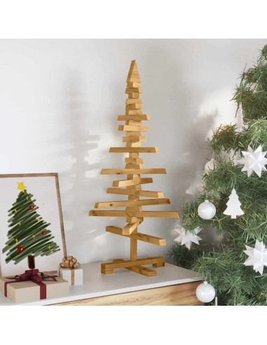 Albero di Natale in legno Marrone 90 cm Legno di pino massello
