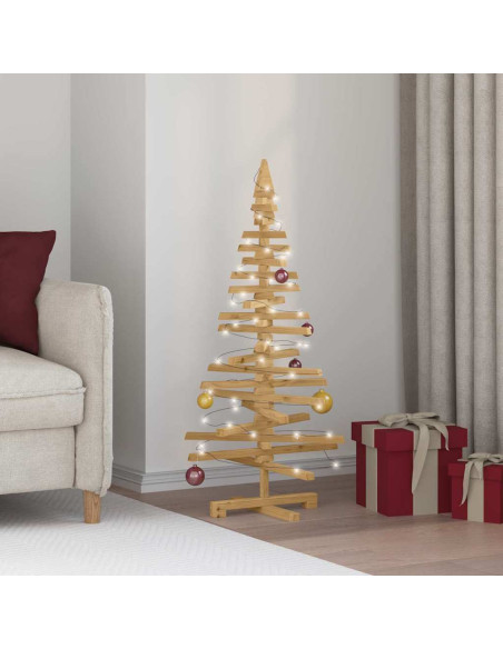 Albero di Natale in legno Marrone 120 cm Legno di pino massello