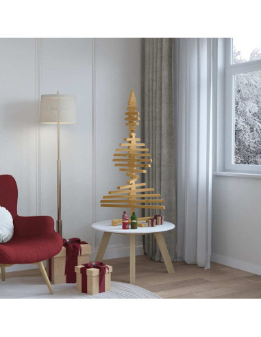 Albero di Natale in legno Marrone 120 cm Legno di pino massello