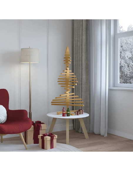 Albero di Natale in legno Marrone 120 cm Legno di pino massello