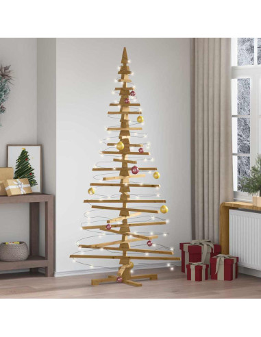 Albero di Natale in legno Marrone 210 cm Legno di pino massello