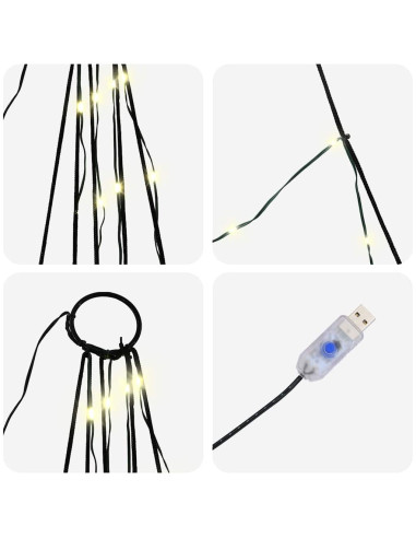 Albero di Natale LED con 112 LED Bianco caldo 511 cm Metallo