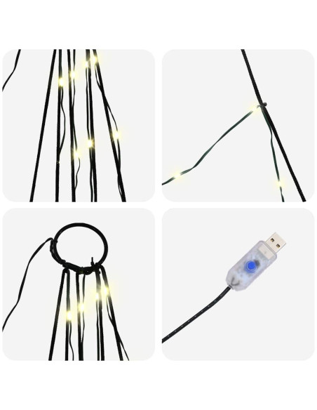 Albero di Natale LED con 168 LED Bianco caldo 511 cm Metallo