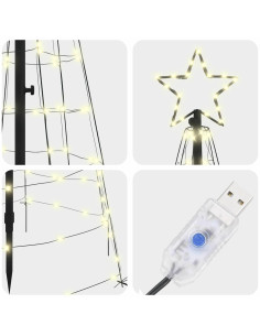 Albero di Natale LED con 390 LED Bianco caldo 250 cm Ferro 2