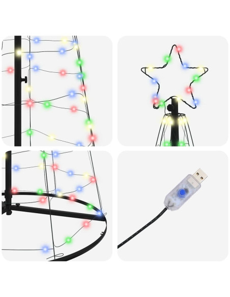 Albero di Natale LED con 390 LED Multicolore 250 cm Ferro