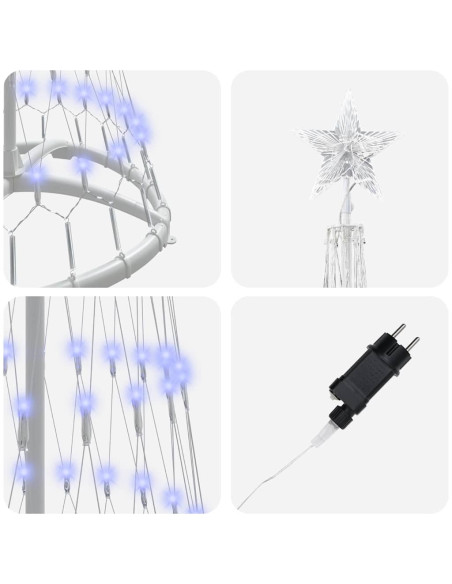 Albero di Natale LED Blu 138.5 x 138.5 x 399 cm Metallo