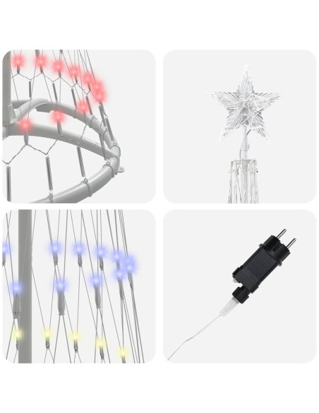 Albero di Natale LED Multicolore 138.5 x 138.5 x 399 cm Metallo