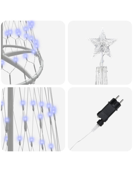 Albero di Natale LED Blu 138.5 x 138.5 x 399 cm Metallo