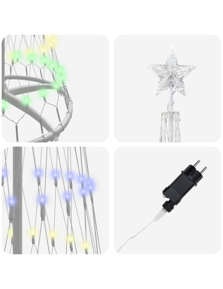 Albero di Natale LED Multicolore 138.5 x 138.5 x 399 cm Metallo