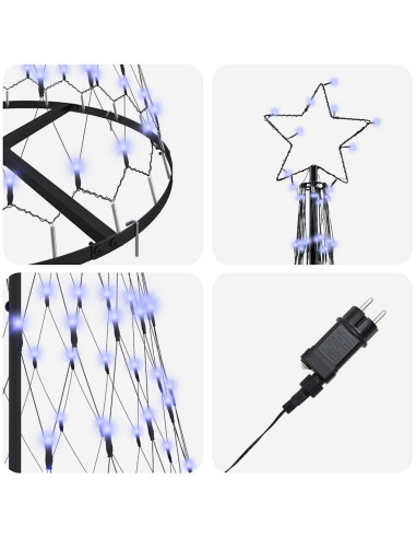 Albero di Natale LED Blu 138.5 x 138.5 x 399 cm Metallo