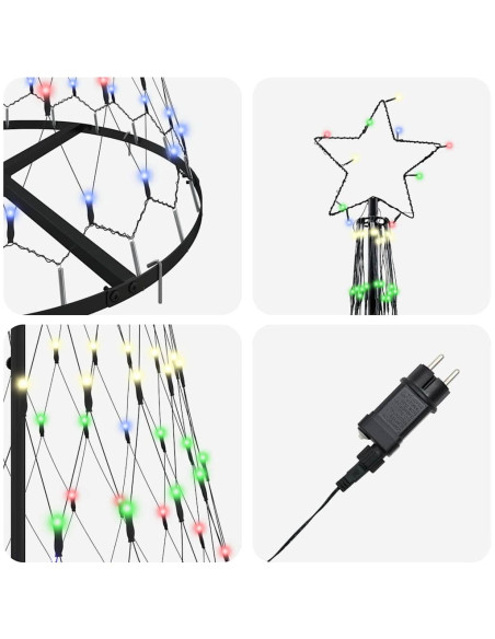 Albero di Natale LED Multicolore 138.5 x 138.5 x 399 cm Metallo