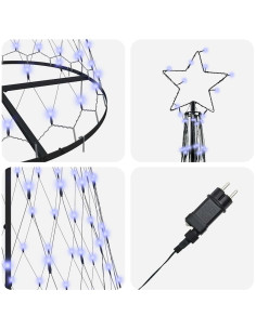 Albero di Natale LED Blu 138.5 x 138.5 x 399 cm Metallo 2