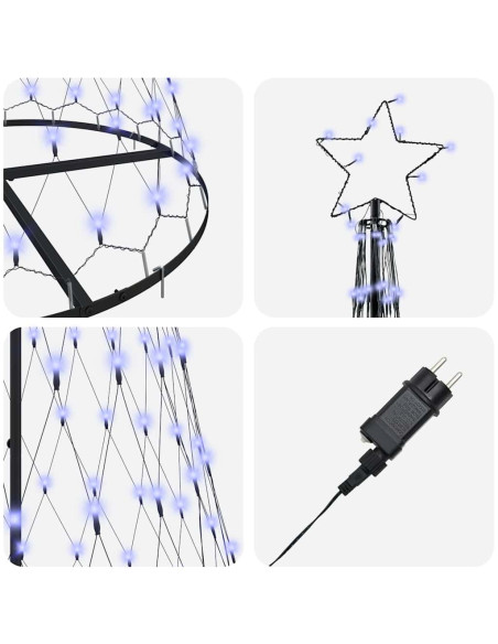 Albero di Natale LED Blu 138.5 x 138.5 x 399 cm Metallo