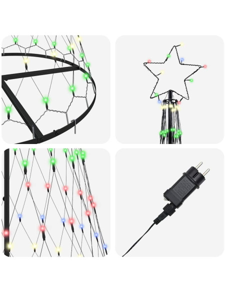 Albero di Natale LED Multicolore 138.5 x 138.5 x 399 cm Metallo