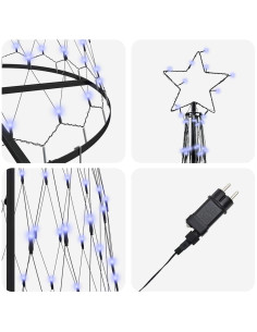 Albero di Natale LED Blu 138.5 x 138.5 x 399 cm Metallo 2