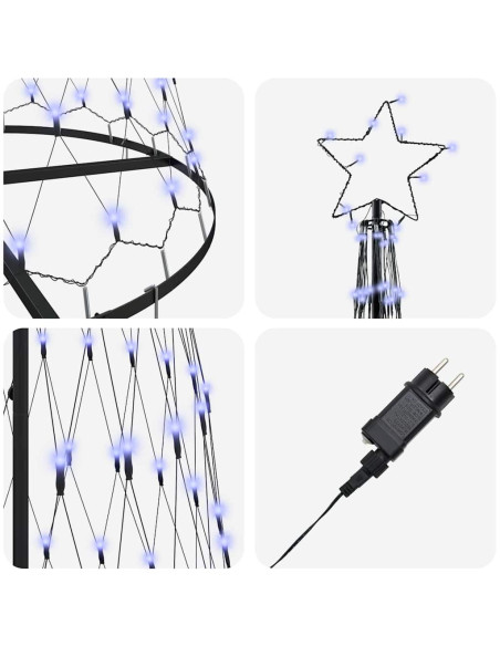 Albero di Natale LED Blu 138.5 x 138.5 x 399 cm Metallo