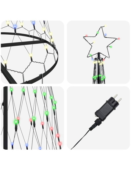 Albero di Natale LED Multicolore 138.5 x 138.5 x 399 cm Metallo