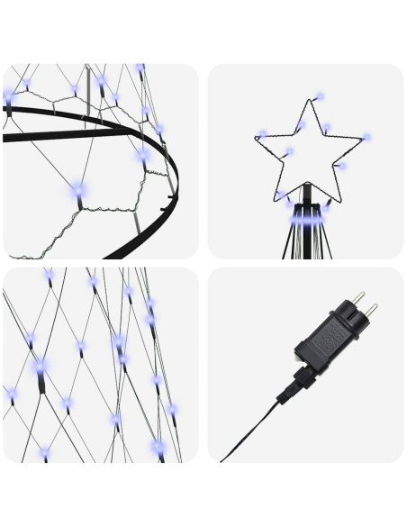 Albero di Natale LED Blu 138.5 x 138.5 x 399 cm Metallo