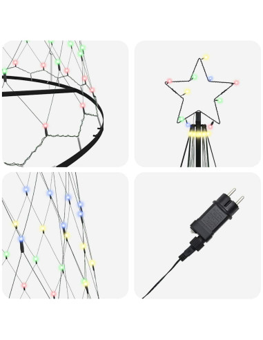 Albero di Natale LED Multicolore 138.5 x 138.5 x 399 cm Metallo