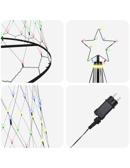 Albero di Natale LED Multicolore 138.5 x 138.5 x 399 cm Metallo