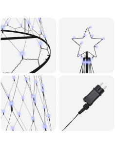 Albero di Natale LED Blu 138.5 x 138.5 x 399 cm Metallo 2