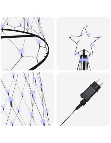 Albero di Natale LED Blu 138.5 x 138.5 x 399 cm Metallo