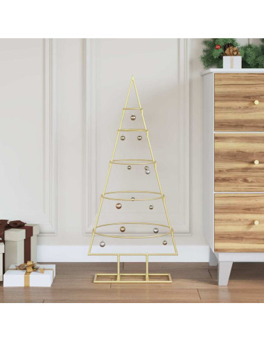 Albero di Natale in metallo con supporto Oro 90 cm
