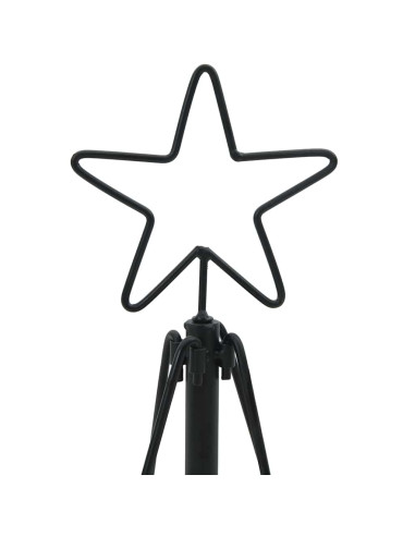 Albero a Cono di Natale con supporto Nero 125 cm Acciaio