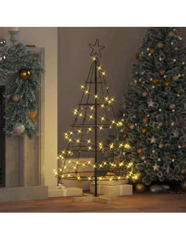 Albero a Cono di Natale con supporto Nero 125 cm Acciaio