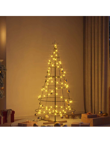 Albero a Cono di Natale con supporto Nero 150 cm Acciaio