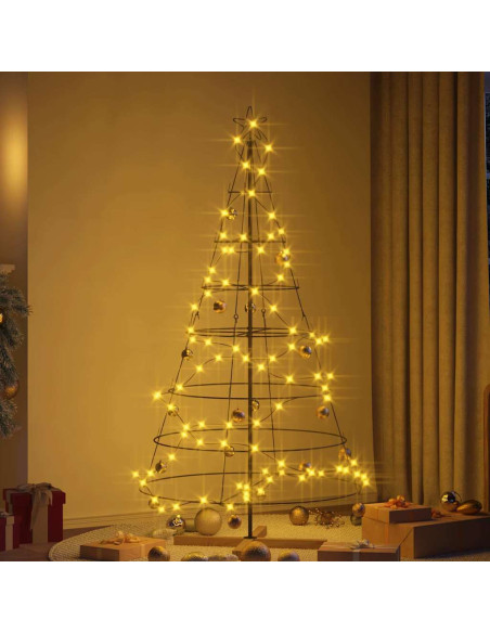 Albero a Cono di Natale con supporto Nero 180 cm Acciaio