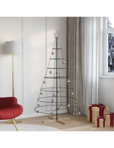 Albero a Cono di Natale con supporto Nero 180 cm Acciaio