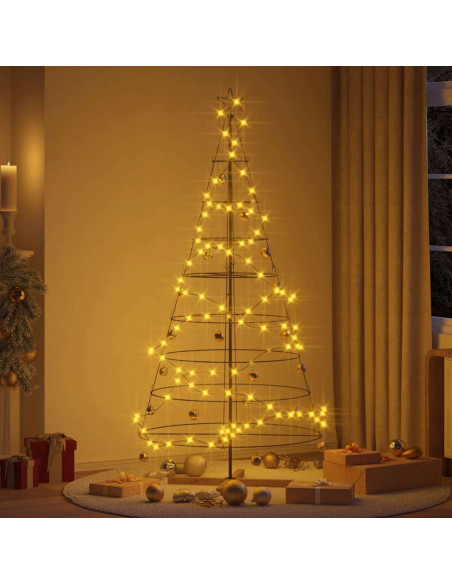 Albero a Cono di Natale con supporto Nero 210 cm Acciaio