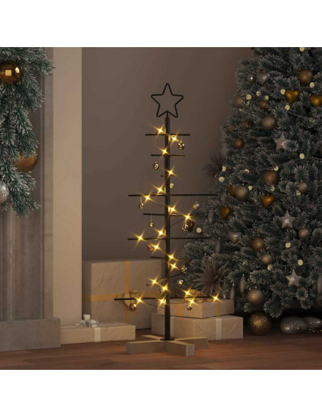 Albero di Natale in metallo con supporto Nero 90 cm