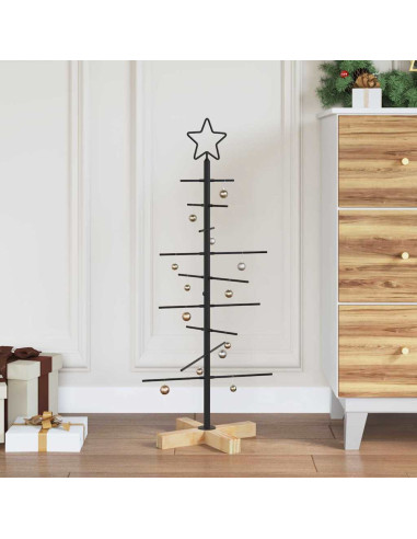 Albero di Natale in metallo con supporto Nero 90 cm