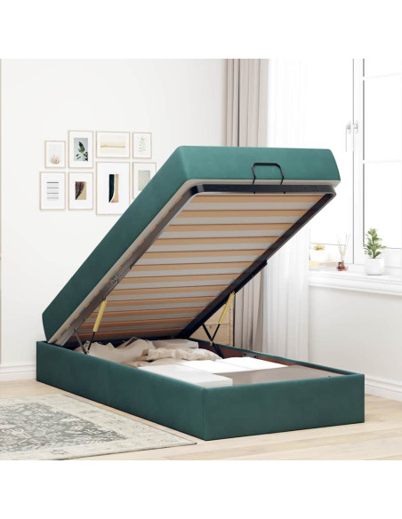 Struttura del letto Verde scuro 90 x 190 cm Velluto