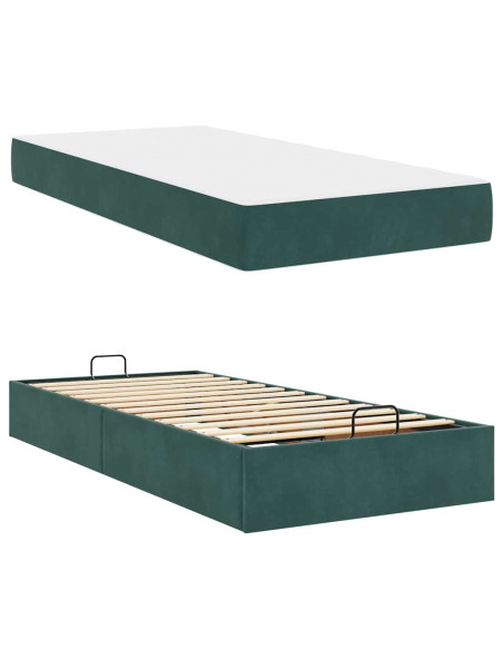 Struttura del letto Verde scuro 90 x 190 cm Velluto
