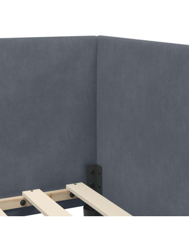 Cornice del letto ad angolo Grigio scuro 80 x 200 cm Velluto
