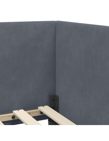 Cornice del letto ad angolo Grigio scuro 80 x 200 cm Velluto
