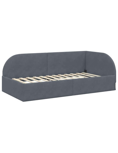 Cornice del letto ad angolo Grigio scuro 80 x 200 cm Velluto