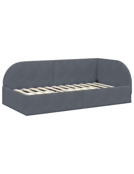 Cornice del letto ad angolo Grigio scuro 100 x 200 cm Velluto